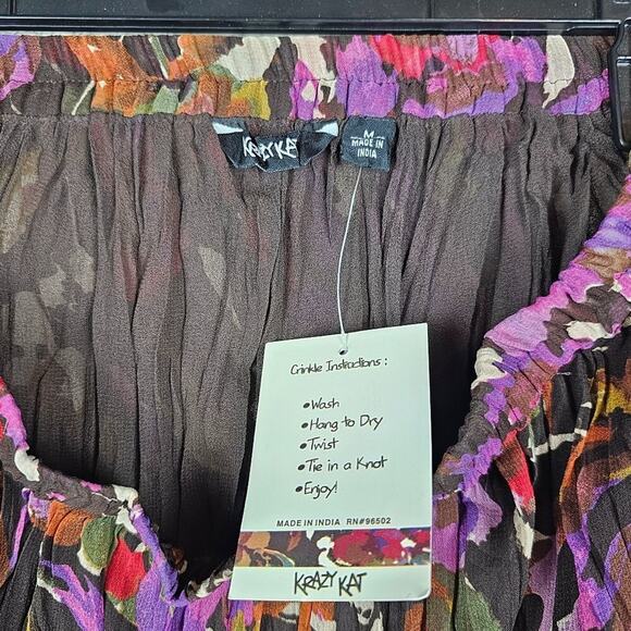 VTG Krazy Kat Maxi Skirt Medium Art To Wear Retro Fairy Pleated Floral Cottage - Picture 4 of 4